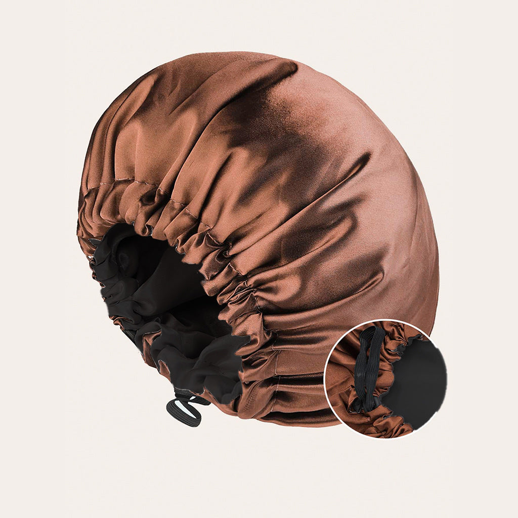Reversible Satin Sleep Cap with Button