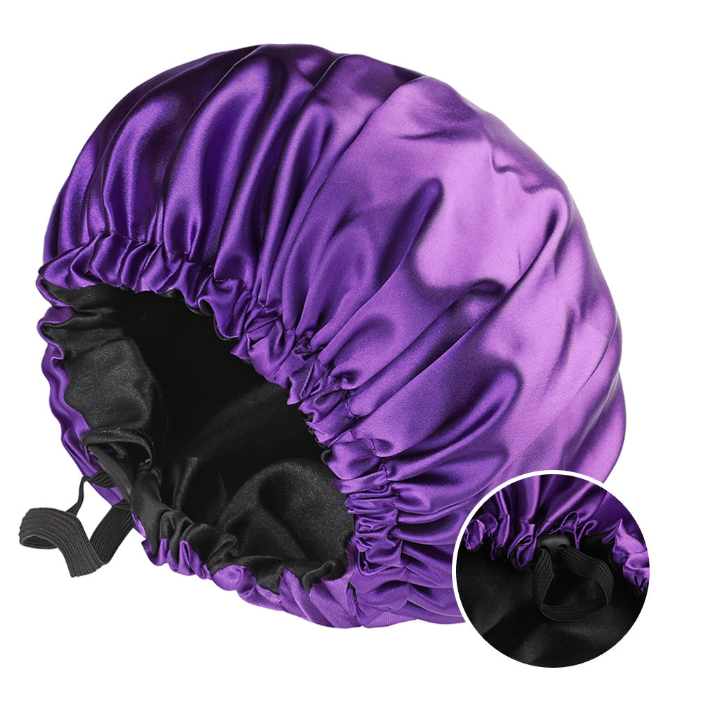 Reversible Satin Sleep Cap with Button