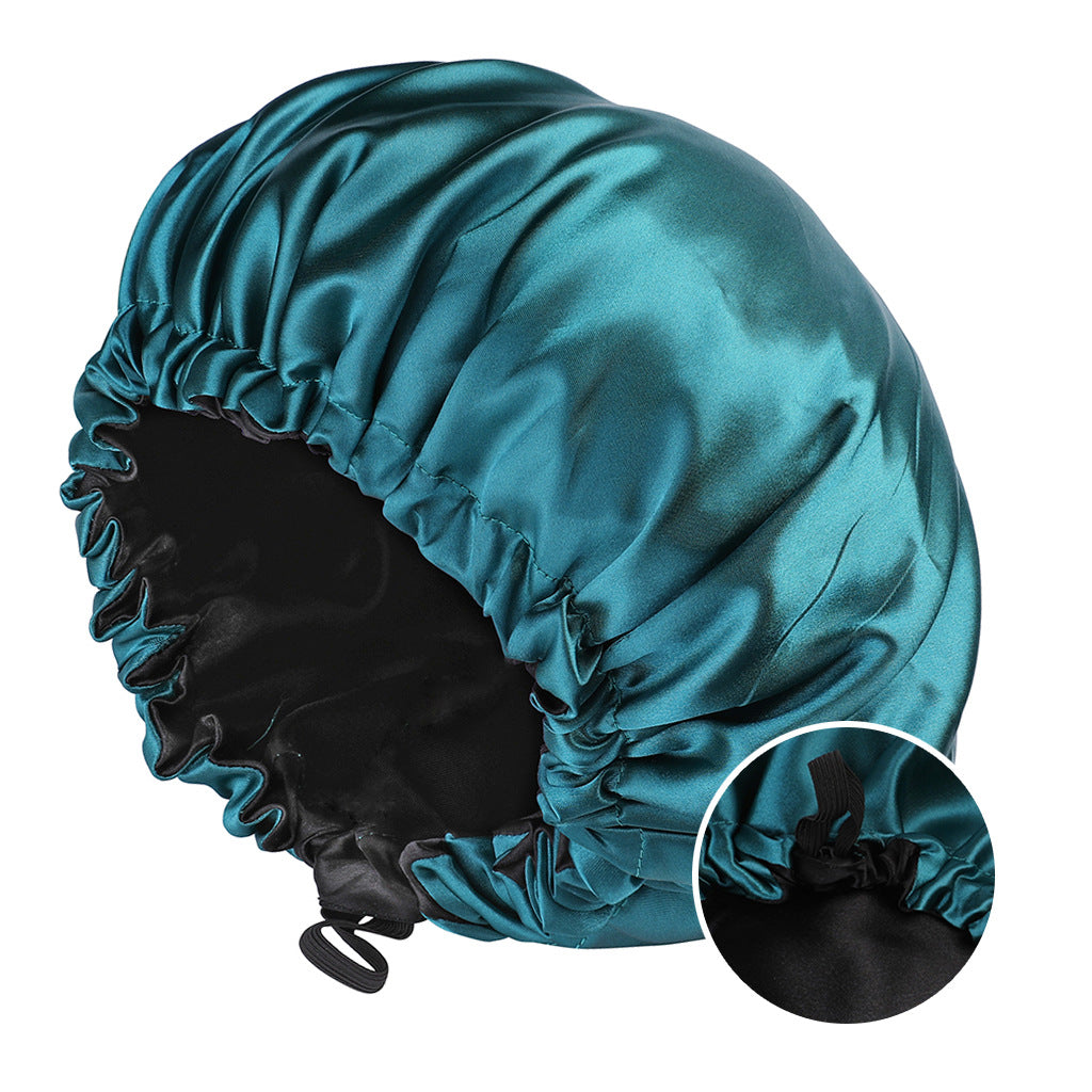 Reversible Satin Sleep Cap with Button