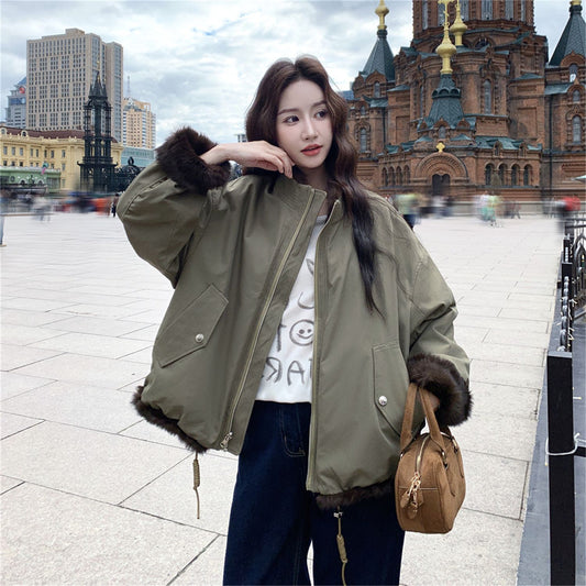 Reversible Stand Collar Baseball Jacket