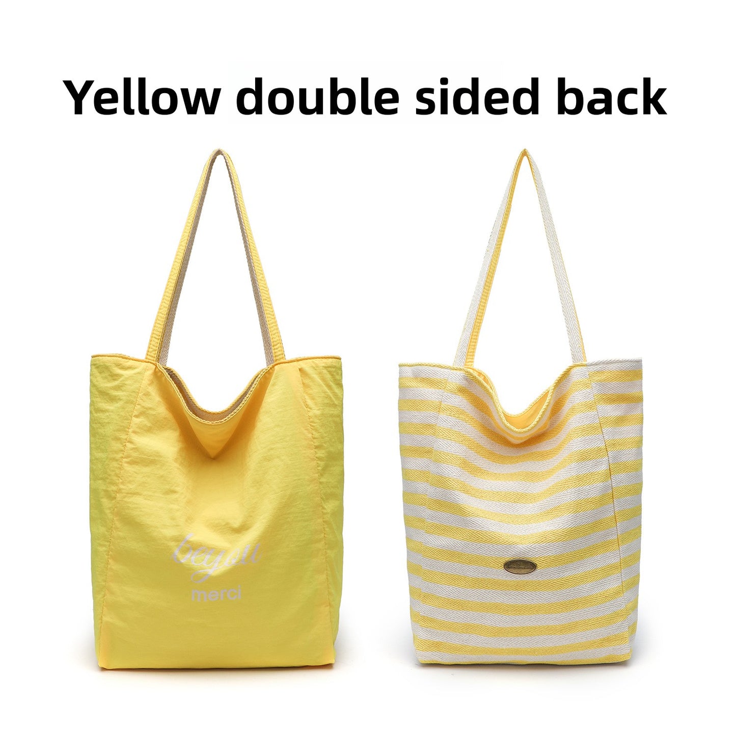 Reversible Striped Canvas Shoulder Bag