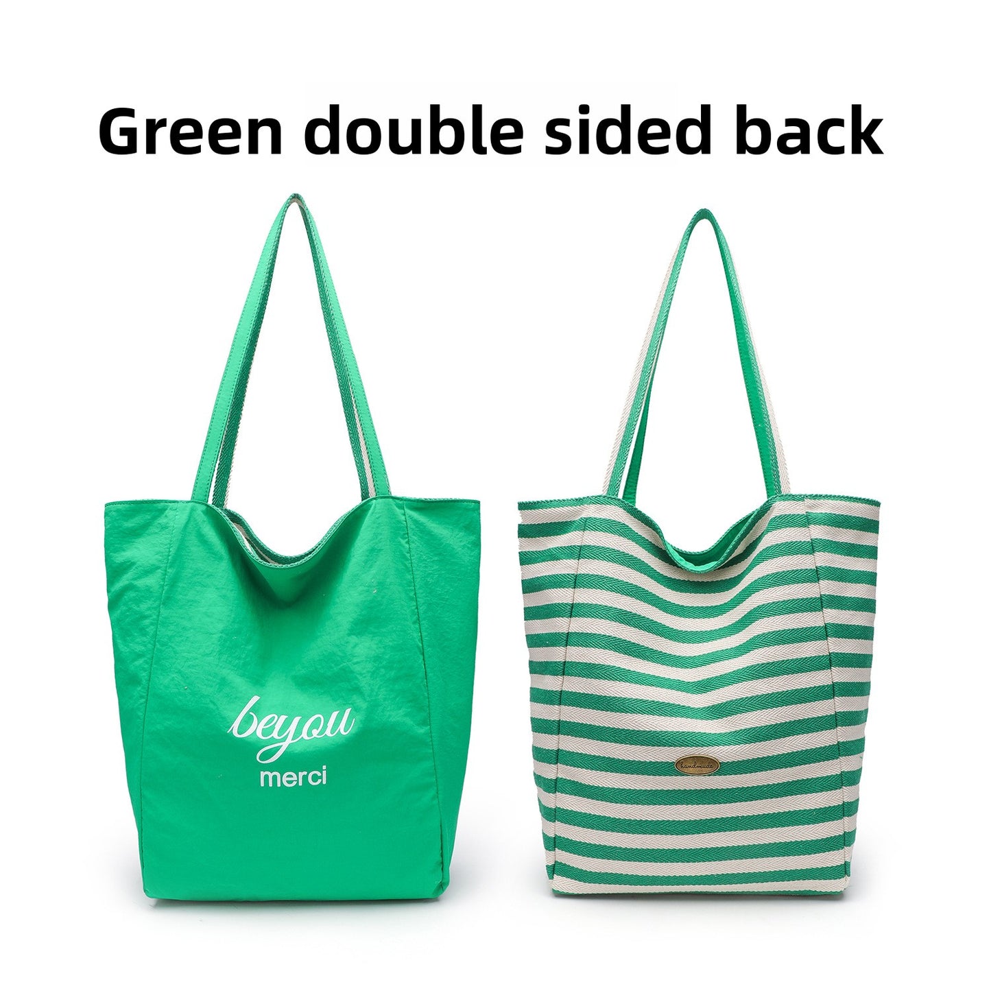 Reversible Striped Canvas Shoulder Bag