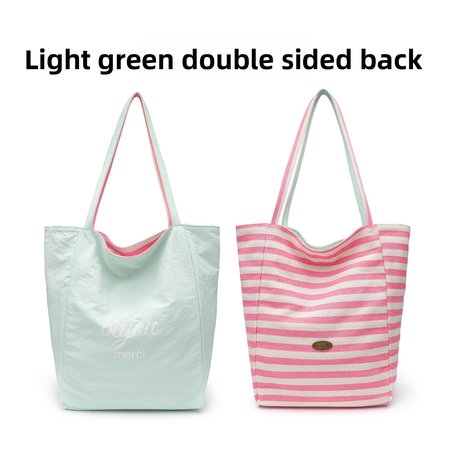 Reversible Striped Canvas Shoulder Bag