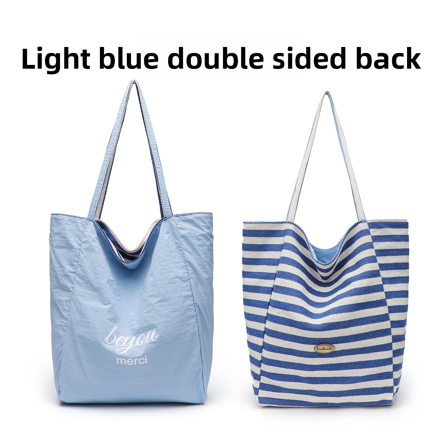 Reversible Striped Canvas Shoulder Bag