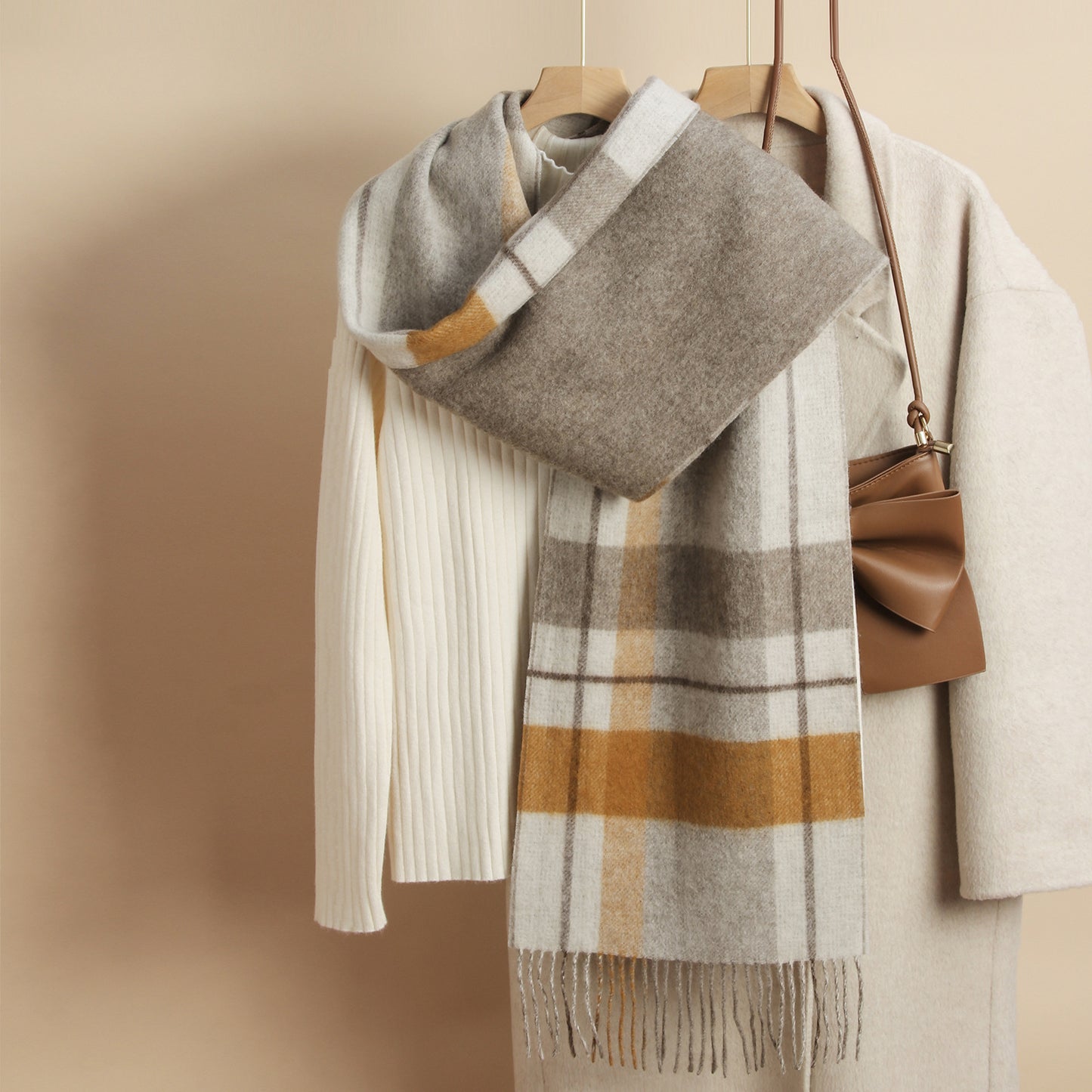 Reversible Wool Plaid Scarf
