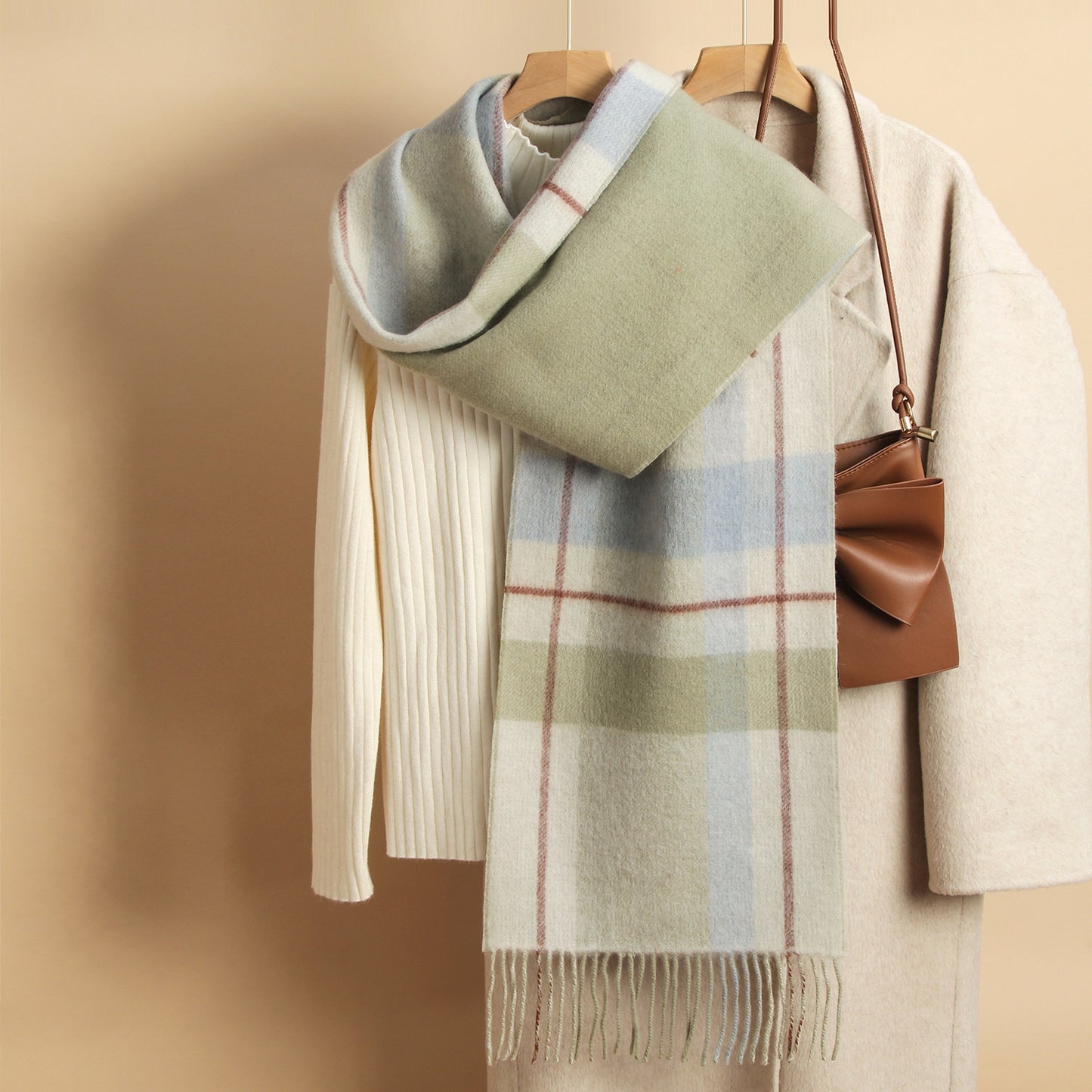 Reversible Wool Plaid Scarf