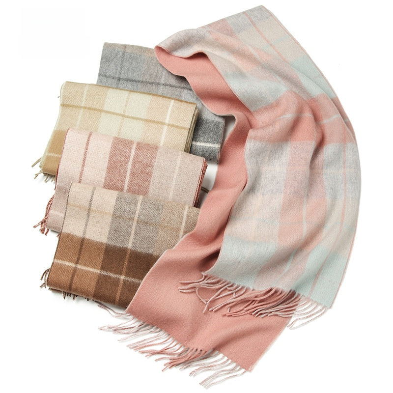 Reversible Wool Plaid Scarf