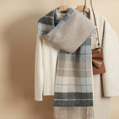 Reversible Wool Plaid Scarf