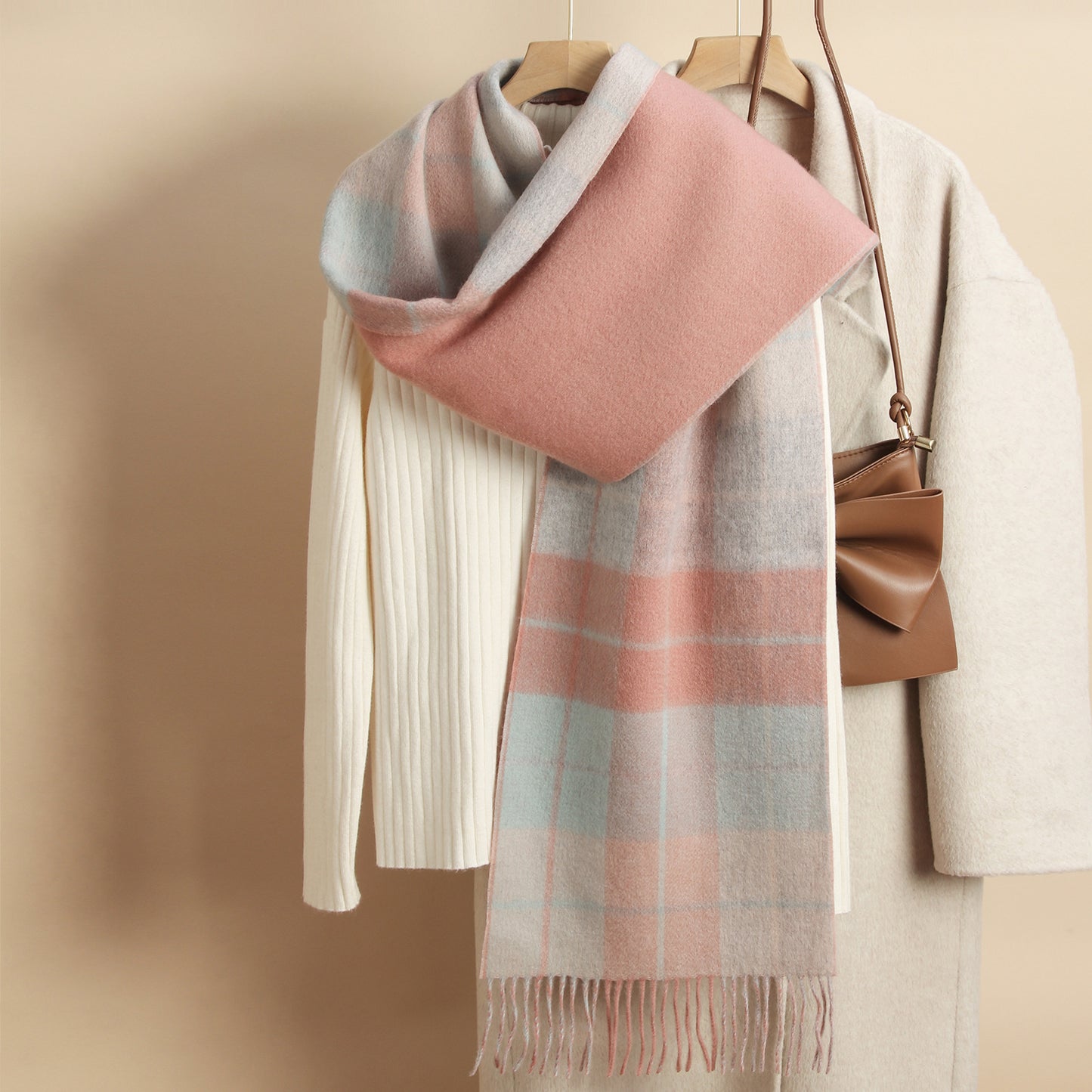 Reversible Wool Plaid Scarf