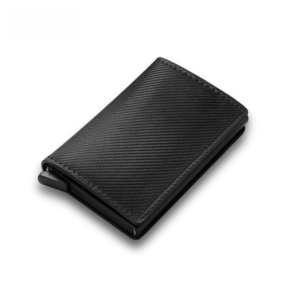 RFID Anti-Theft Automatic Pop-Up Card Holder Carbon Fiber Wallet