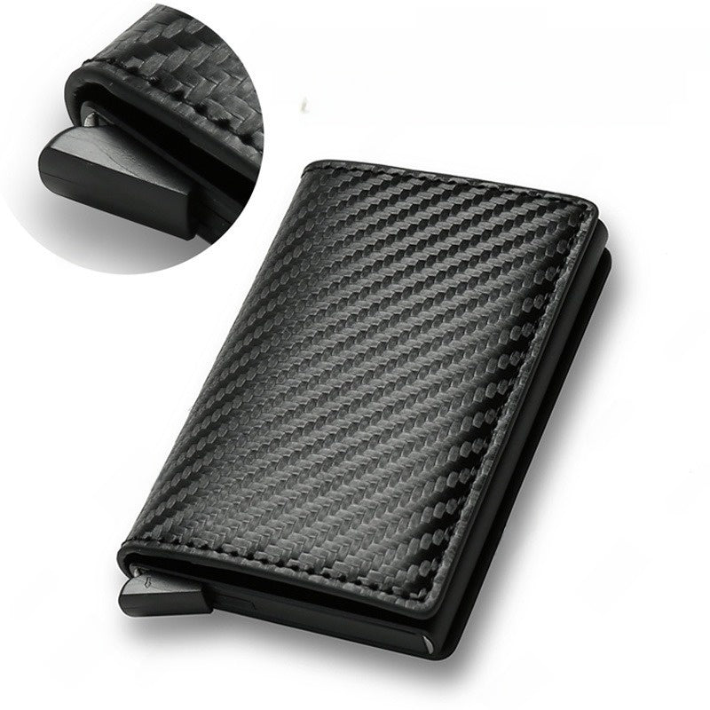 RFID Blocking Automatic Pop-Up Ultra-Thin Carbon Fiber Card Holder Wallet