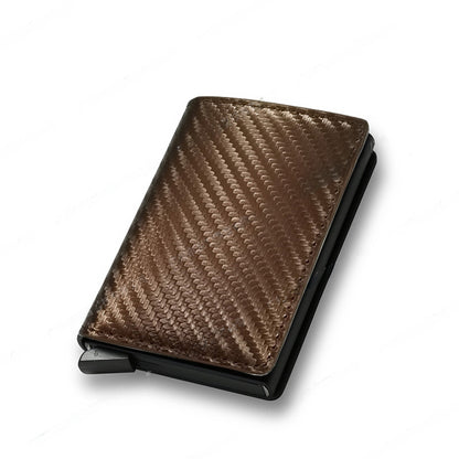 RFID Blocking Automatic Pop-Up Ultra-Thin Carbon Fiber Card Holder Wallet