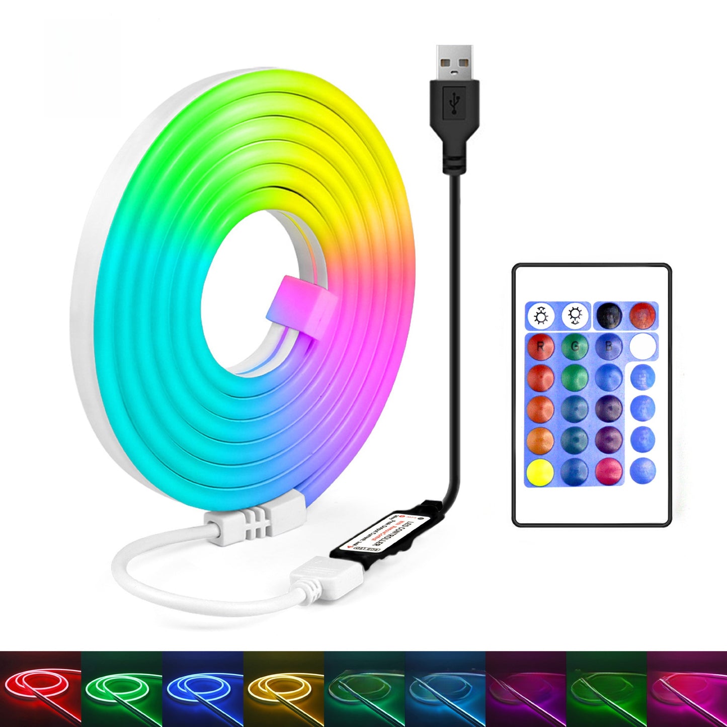 RGB Flexible Silicone Neon Light Strip with Remote Control