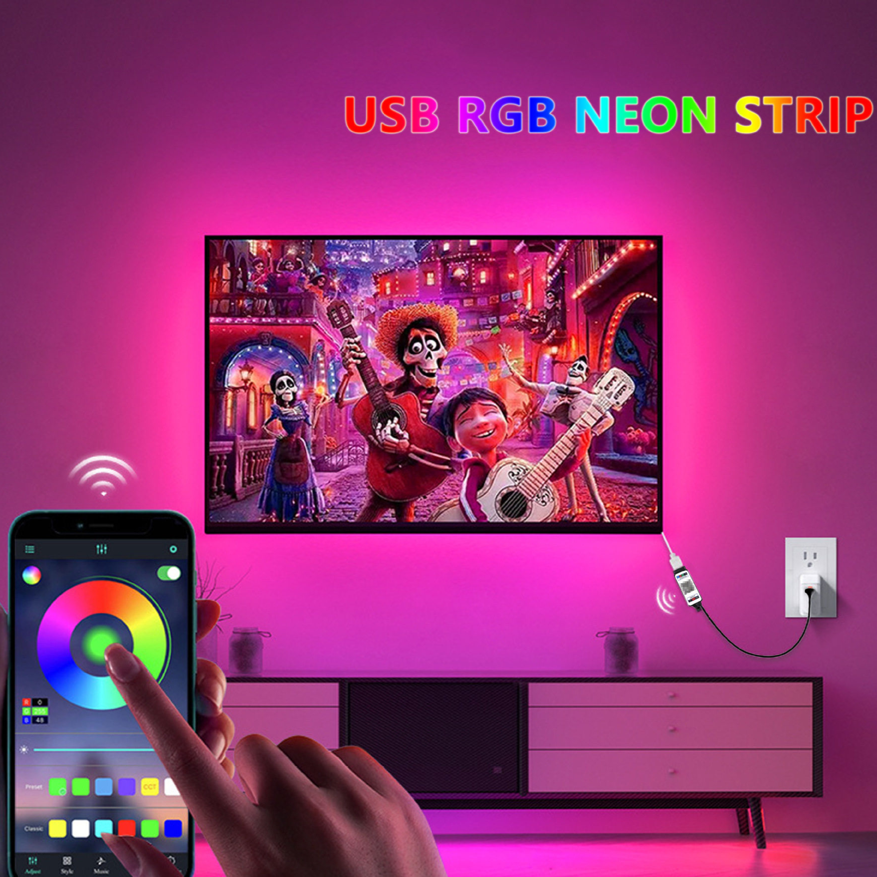 RGB Flexible Silicone Neon Light Strip with Remote Control