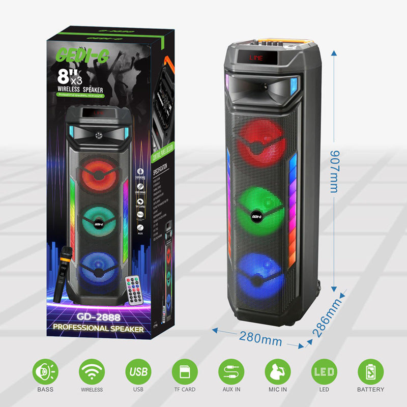 RGB LED Portable Karaoke Speaker with Wireless Microphone