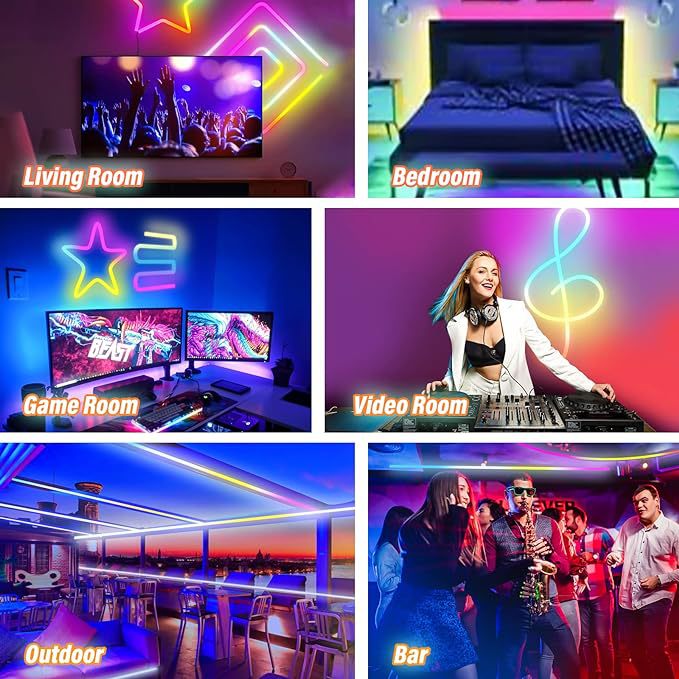 RGBIC Bluetooth Neon Rope Light with Music Sync APP Control