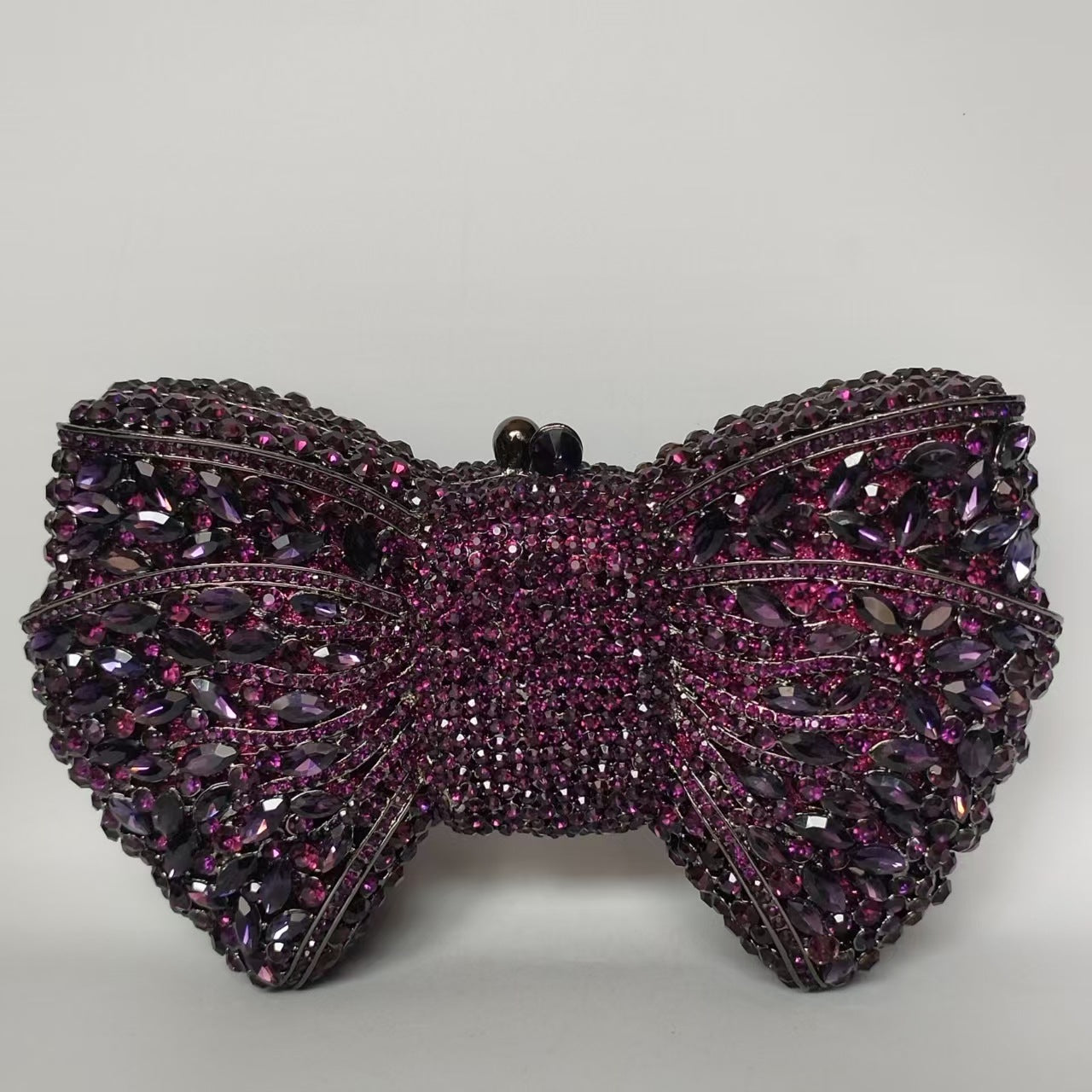Rhinestone Bow Evening Bag with Chain
