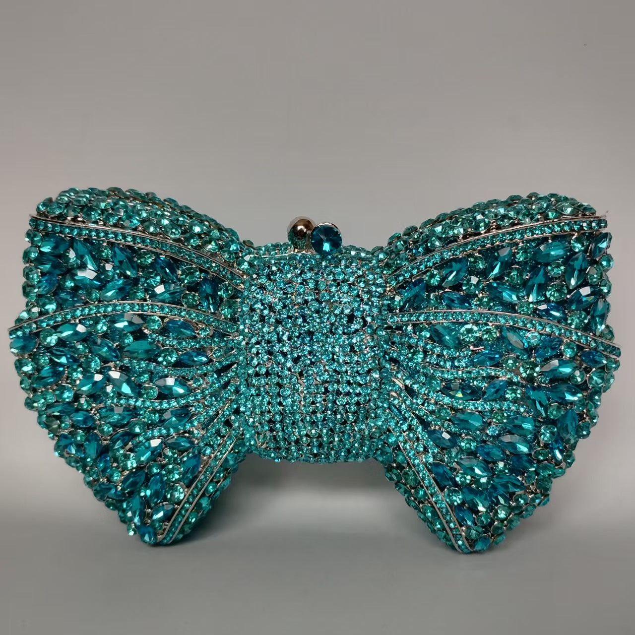 Rhinestone Bow Evening Bag with Chain