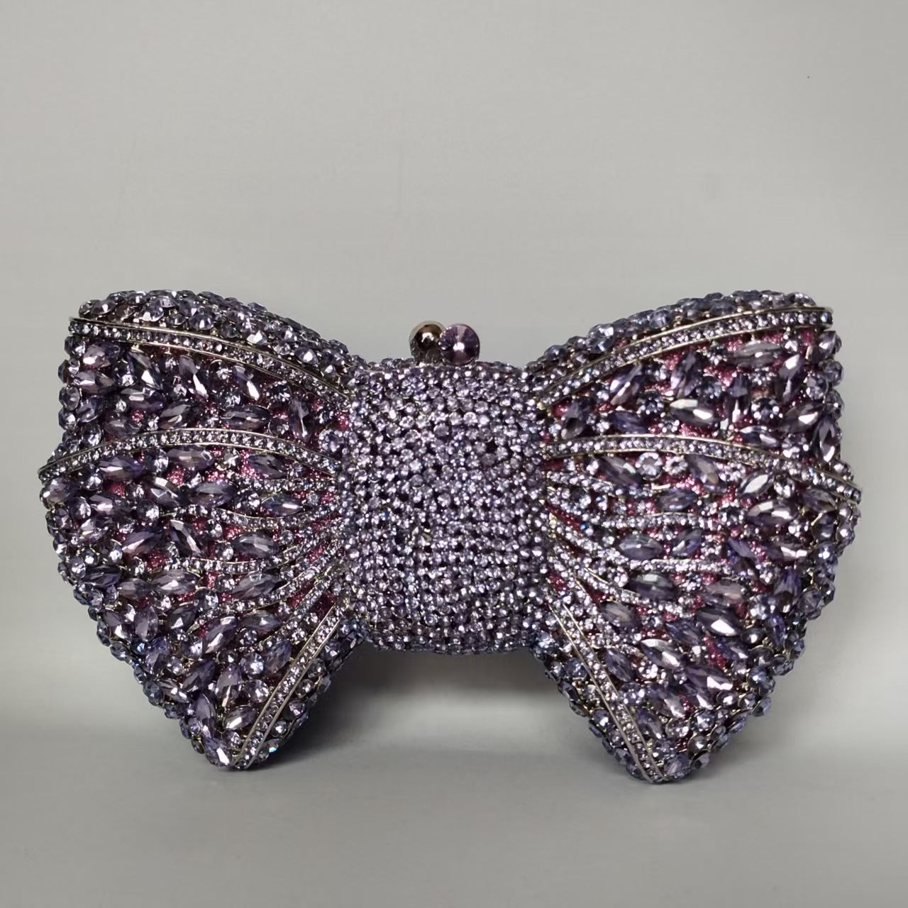 Rhinestone Bow Evening Bag with Chain