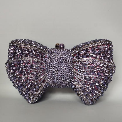 Rhinestone Bow Evening Bag with Chain