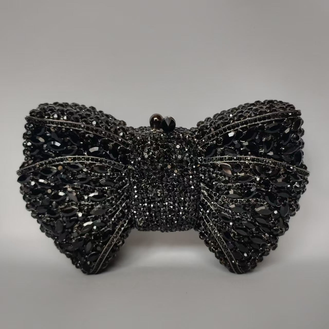 Rhinestone Bow Evening Bag with Chain