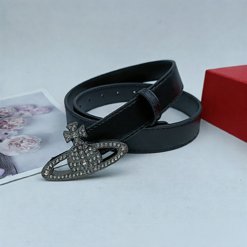 Rhinestone Buckle Genuine Leather Belt for Women