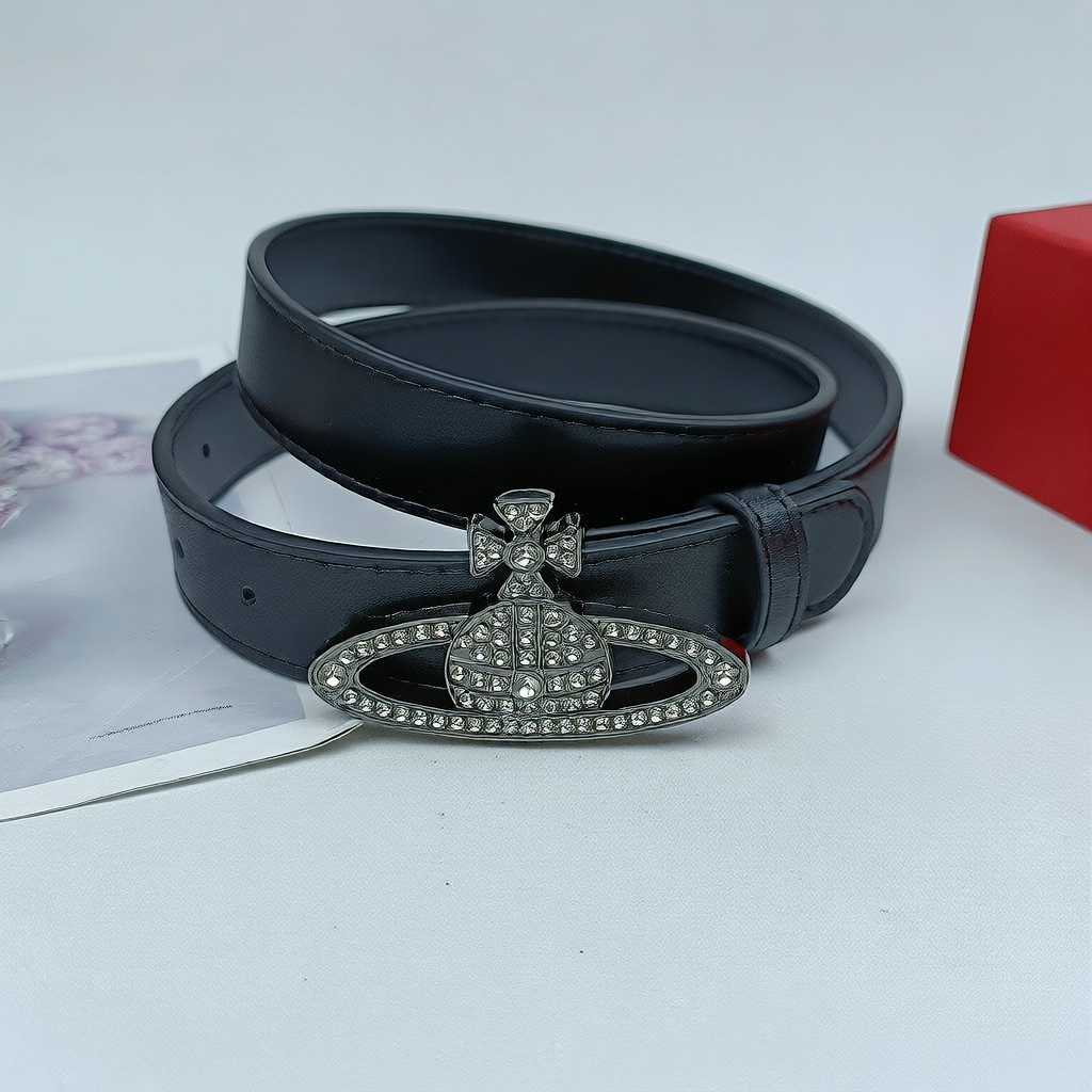 Rhinestone Buckle Genuine Leather Belt for Women