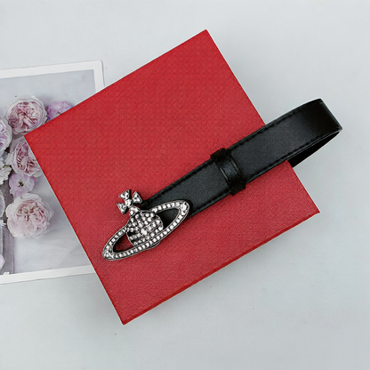 Rhinestone Buckle Genuine Leather Belt for Women