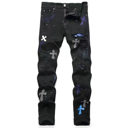 Rhinestone-embellished jeans