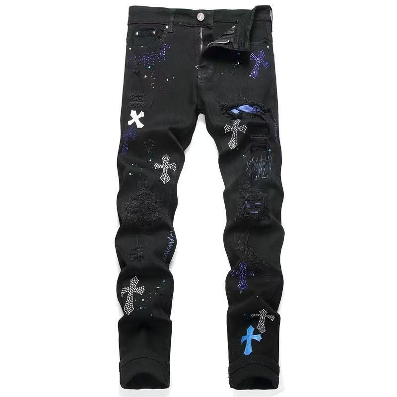 Rhinestone-embellished jeans