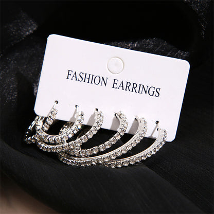 Rhinestone Geometric Hoop Earrings