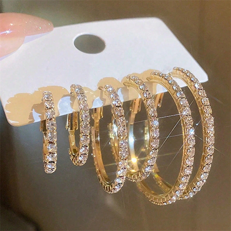Rhinestone Geometric Hoop Earrings