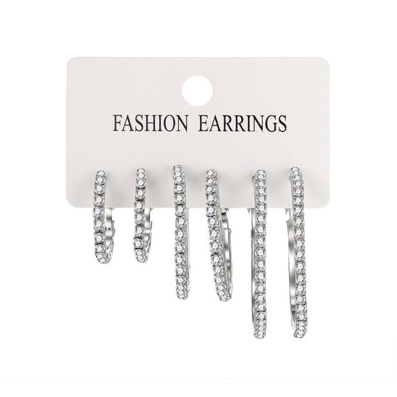 Rhinestone Geometric Hoop Earrings