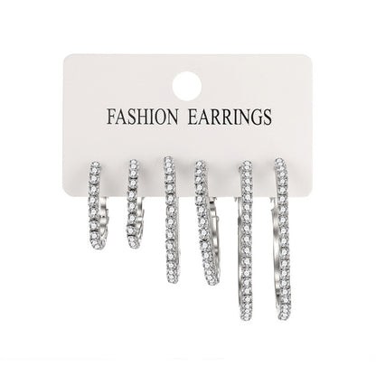 Rhinestone Geometric Hoop Earrings