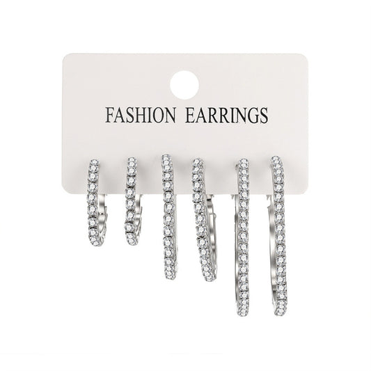 Rhinestone Geometric Hoop Earrings