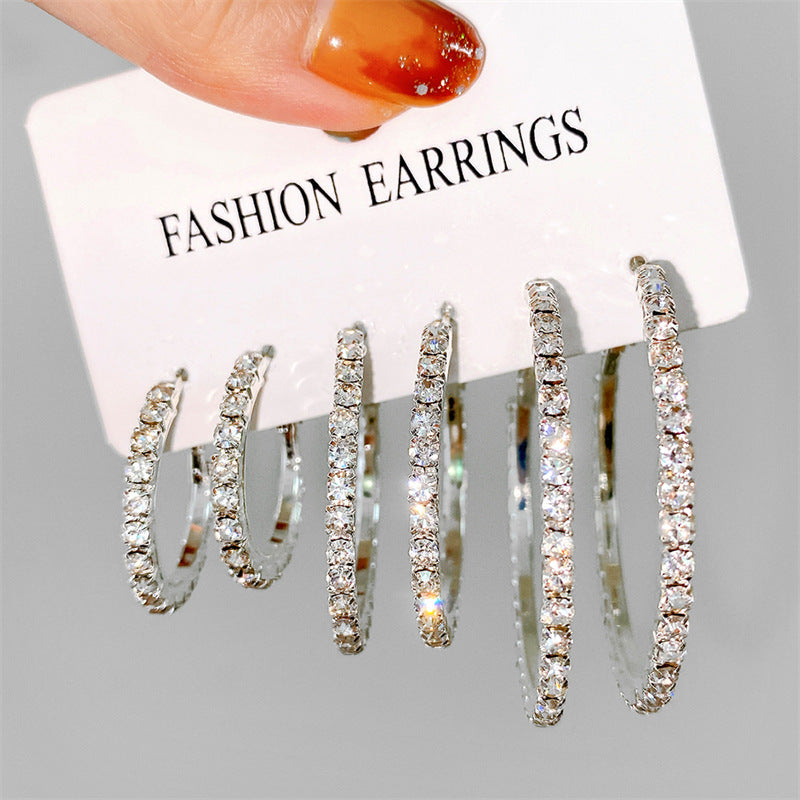 Rhinestone Geometric Hoop Earrings