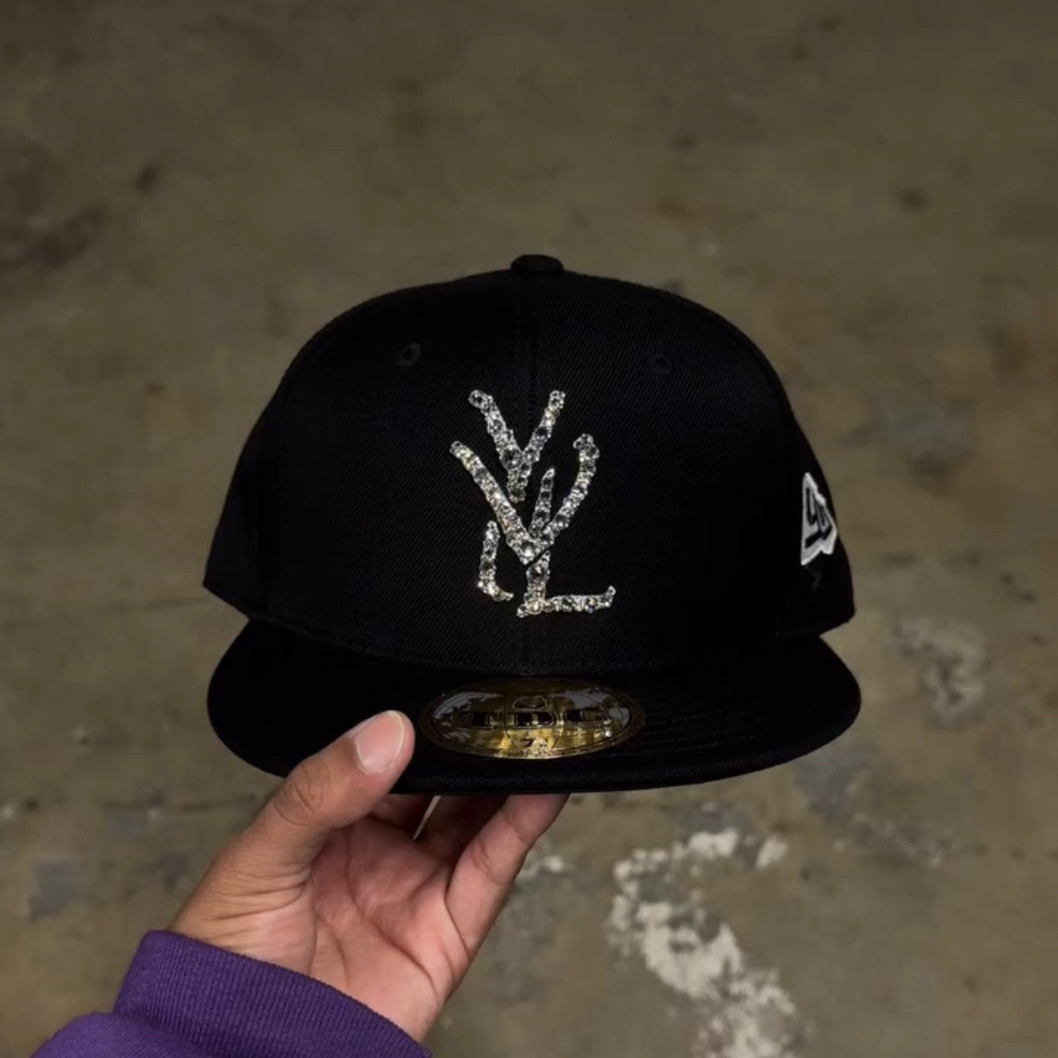 Rhinestone Hip Hop Flat Brim Hat
