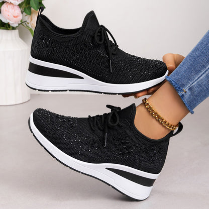 Rhinestone Lace-Up Women Casual Shoes