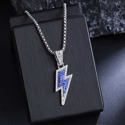 Rhinestone Lightning Necklace Stainless Steel Chain