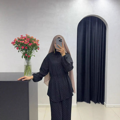 Rhinestone Long-sleeved Loose Light Luxury Fashion Royal Sister Style Elegant Shirt