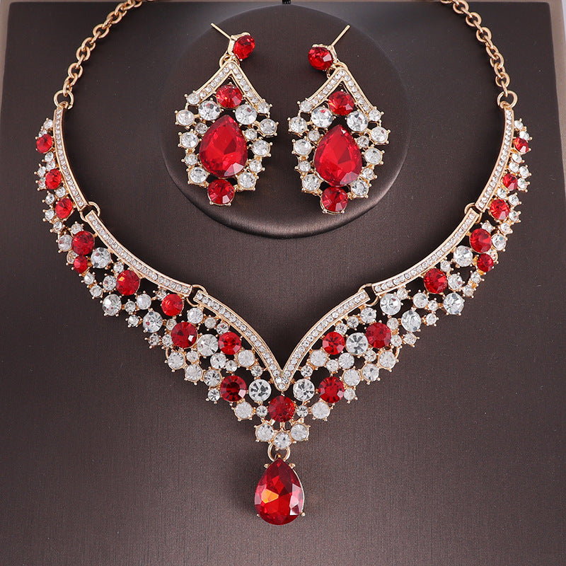 Rhinestone Necklace and Earrings Set