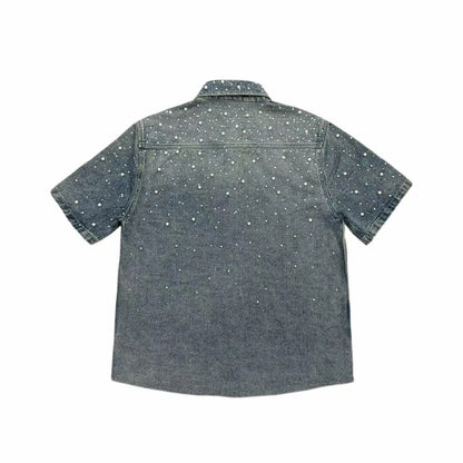 Rhinestone Pearl Denim Shirt