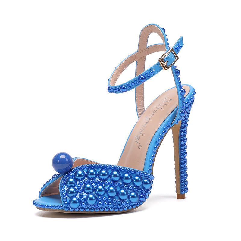 Rhinestone Pearl Womens Wedding High Heels