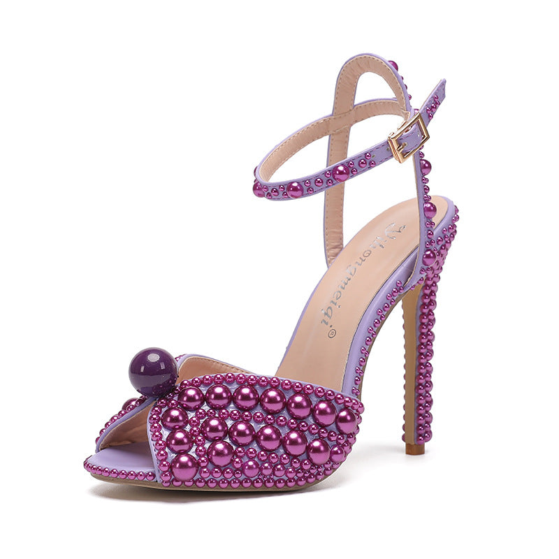 Rhinestone Pearl Womens Wedding High Heels