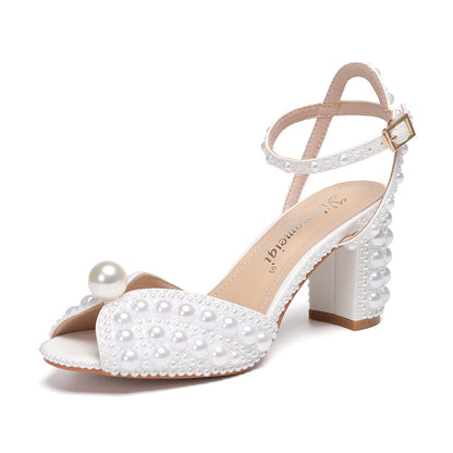 Rhinestone Pearl Womens Wedding High Heels