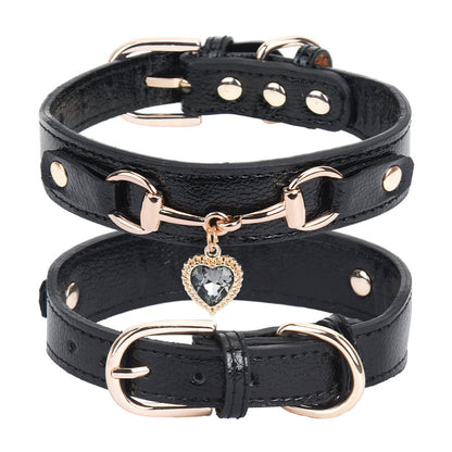 Rhinestone Pet Collar with Heart Charm