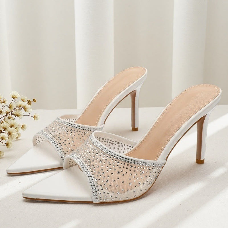 Rhinestone Pointed Toe High Heel Sandals