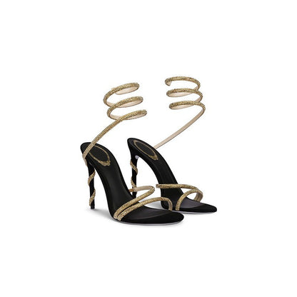 Rhinestone Strap Stiletto Sandals for Women