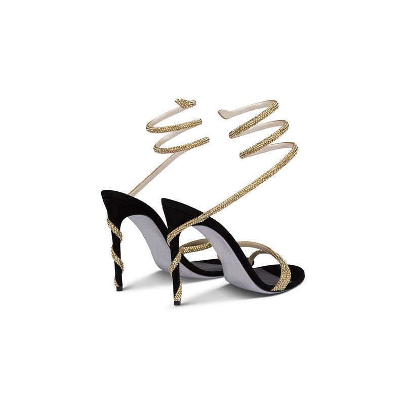 Rhinestone Strap Stiletto Sandals for Women