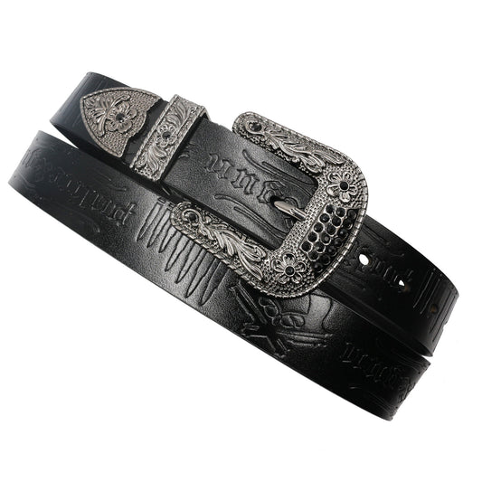 Rhinestone Western Style Cowhide Leather Belt